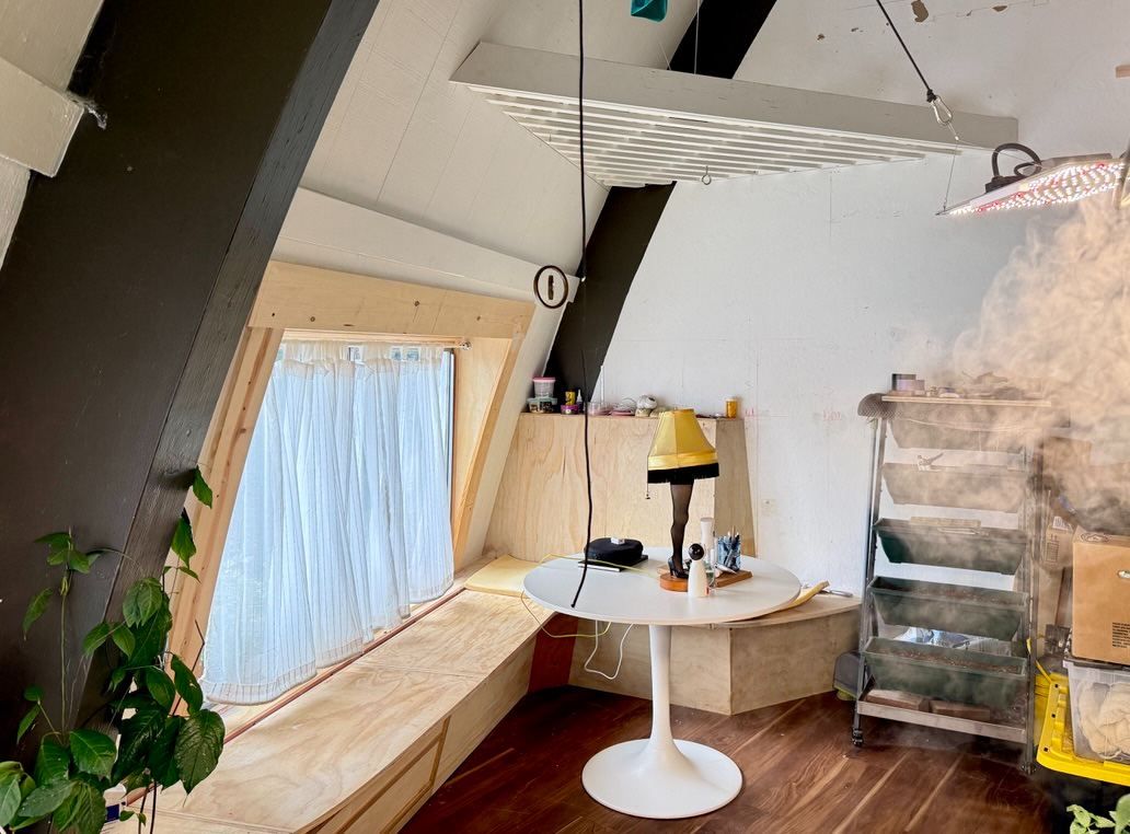 Window bench in an A-frame