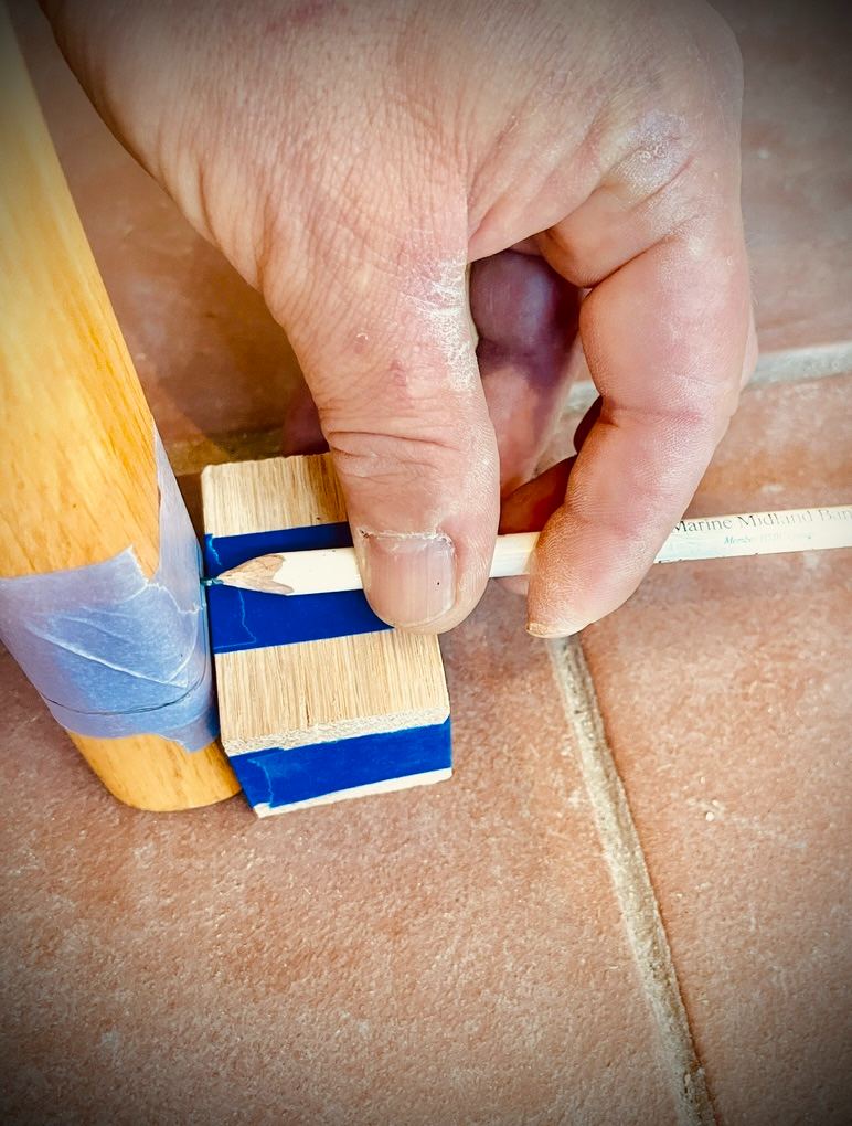 Scribing a block to the tile line